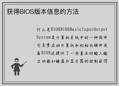 获得BIOS版本信息的方法